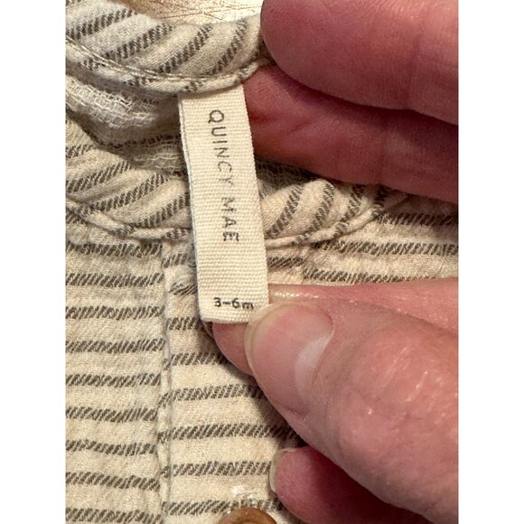 Quincy Mae Baby Striped Long Sleeve Henley Top 3-6 Months Cotton/Polyester Blend - Picture 4 of 4